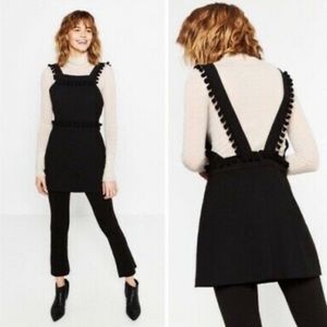 COPY - Zara Pinafore Pom Pom Black Jumper Dress